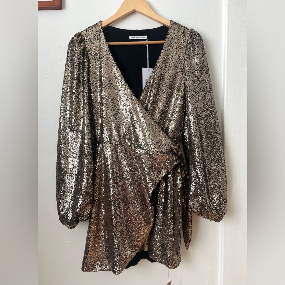 Reformation Jazzy Dress (Gold - Small)